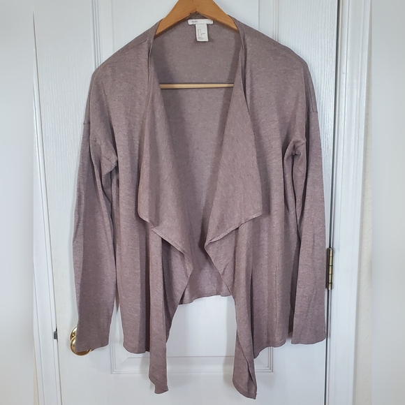 H&M Basic waterfall cardigan, lightweight, long sleeve, taupe brown sz S - Picture 2 of 6